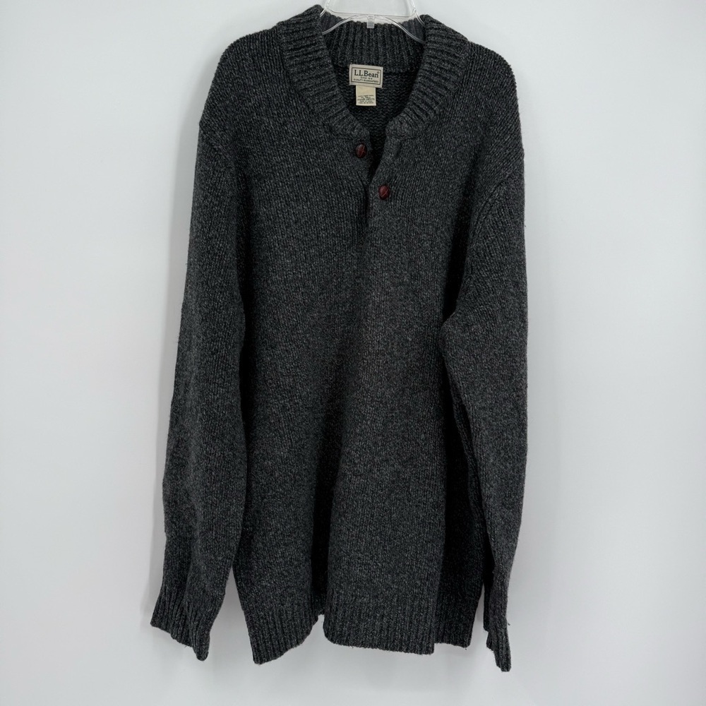 LL Bean 100% Lambs Wool Mens Ragg Size XL Tall Sweater Item ID 285175 Gray - Picture 10 of 10